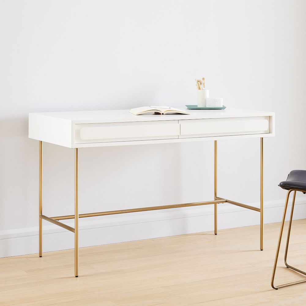 Gemini Desk White Lacquer West Elm Australia